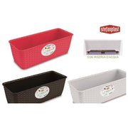 Stefanplast 73701 Natural Cassetta Fioriera con Riserva d'Acqua Effetto Rattan 40x16x13 cm colore Marrone