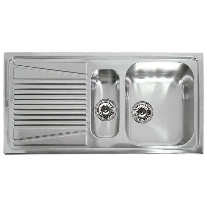 Elleci River 475 LIR475SACDX - Lavello da incasso 1,5 vasche + gocciolatoio, Acciaio inox satinato, 100x50 cm, da incasso, Inox satinato