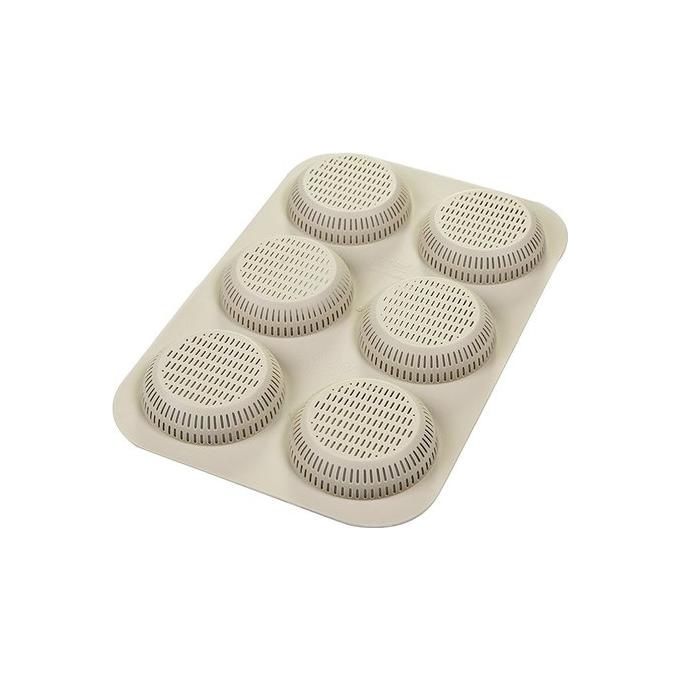 Silikomart 21.001.13.0065 Snacks and Co Stampo in Silicone Burger Bread 6 Panini Ø 8 cm colore Grigio