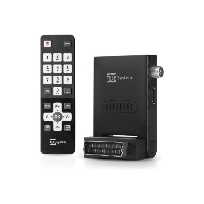TELE System FACILE STEALTH 02 Decoder Digitale Terrestre DVB-T-T2 HD Autoscan LCN Lettore USB HDMI SCART 1080p