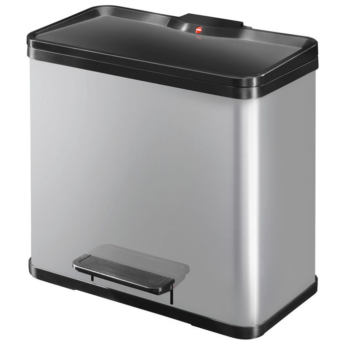 Hailo 0630-220 Öko Duo Plus L Pattumiera a Pedale 26 L con Chiusura Ammortizzata colore Grigio chiaro Nero