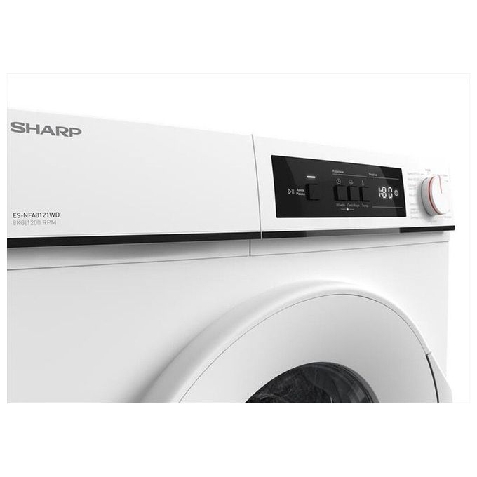 Sharp ES-NFA8121WD Lavatrice a carica frontale 8 Kg Classe D 1200 giri Oblo' grande Bianco 845x597x527