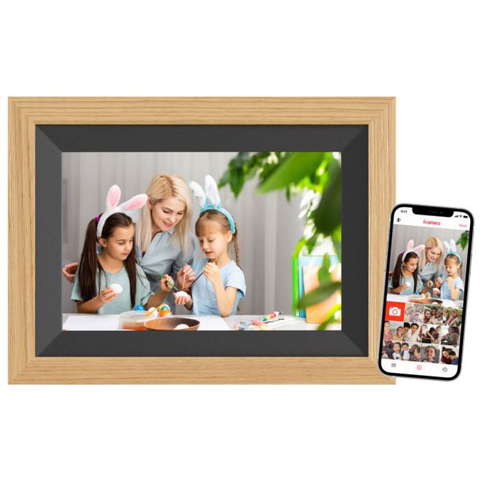 Braun 21265 DigiFrame 10B Cornice per Foto Digitale 10.1'' Touch Screen Wi-Fi 32 GB Memoria Interna MicroSD Supportata colore Nero Legno