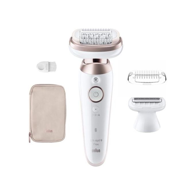 Braun SES9-030 3D Silk-Épil 9 Flex Epilatore Elettrico Donna Testina Flessibile 360° 40 Pinzette Wet and Dry colore Bianco Rosa