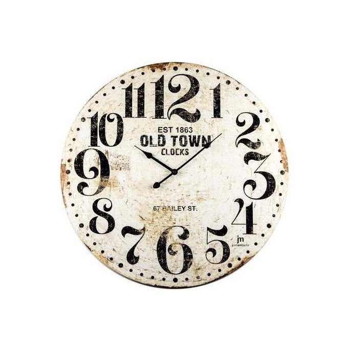 LOWELL 21486 Justaminute Orologio da parete Diametro 60 cm Meccanismo al Quarzo colore Bianco anticato
