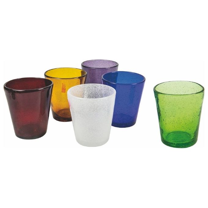 Villa d'Este Home Tivoli 2263687 Cancun Bicchieri da Acqua in Vetro 33 cl 6 Pezzi colore Multicolore
