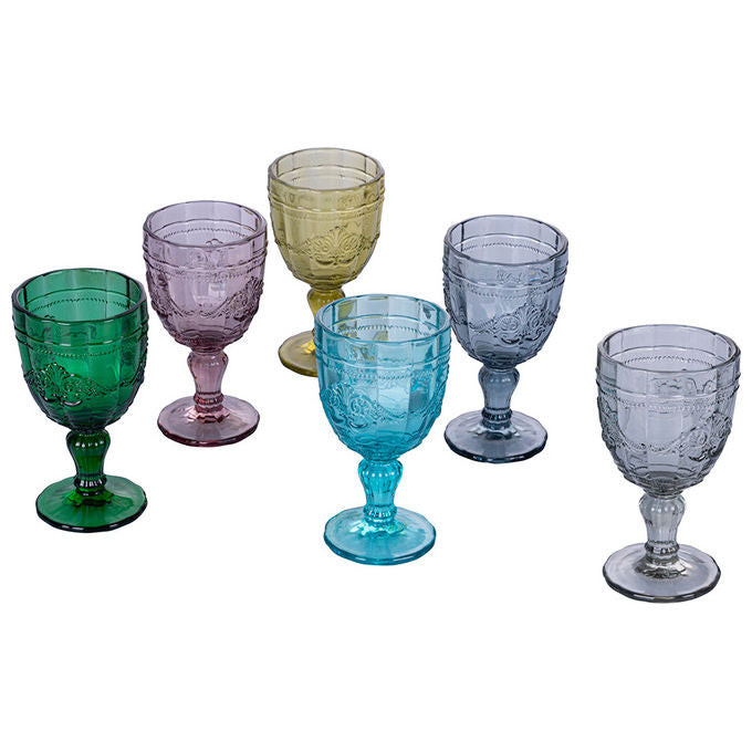 Villa d'Este Home Tivoli 2191709 Syrah Set 6 Calici Vino in Vetro con Decorazione Arabescata Capacita' 235 ml colore Multicolore