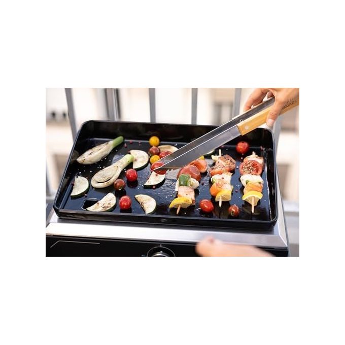 Campingaz 2198523 Plancha Electric 1 XD Barbecue Elettrico Portatile Piastra in Ghisa Smaltata 2100 W con Termostato Regolabile e Vassoio Raccogli Grasso Lavabile in Lavastoviglie colore Nero