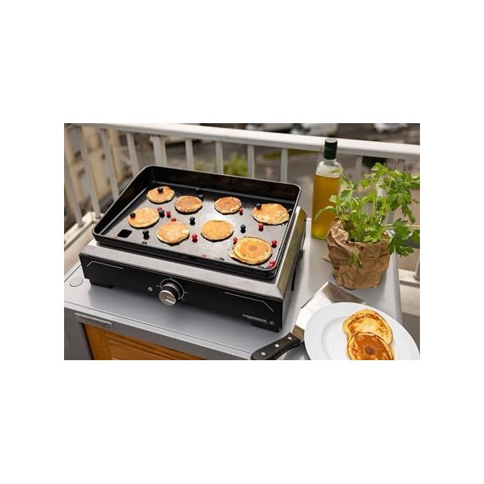 Campingaz 2198523 Plancha Electric 1 XD Barbecue Elettrico Portatile Piastra in Ghisa Smaltata 2100 W con Termostato Regolabile e Vassoio Raccogli Grasso Lavabile in Lavastoviglie colore Nero