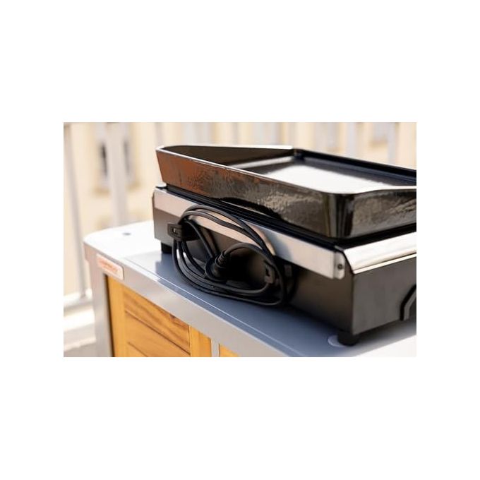 Campingaz 2198523 Plancha Electric 1 XD Barbecue Elettrico Portatile Piastra in Ghisa Smaltata 2100 W con Termostato Regolabile e Vassoio Raccogli Grasso Lavabile in Lavastoviglie colore Nero