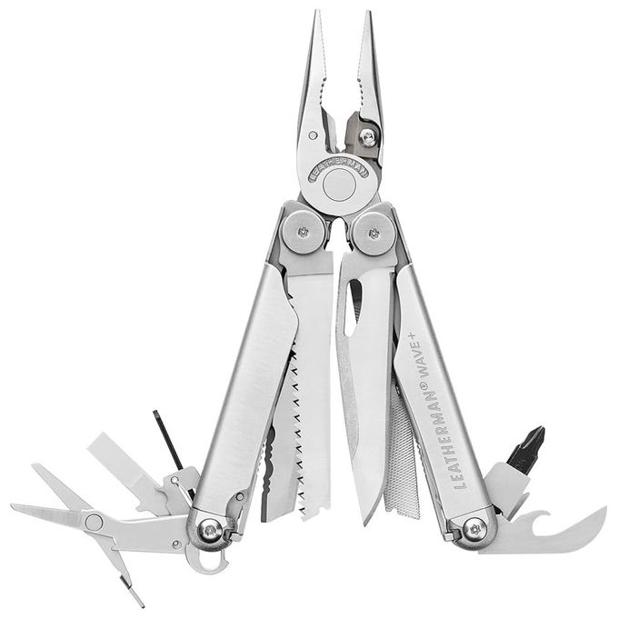 Leatherman 832524 Wave+ Multiutensile 18 in 1 in Acciaio Inossidabile con Pinze Tagliafili e Lame colore Acciaio inox