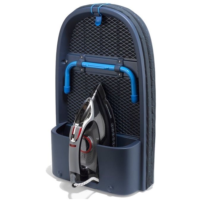 Joseph Joseph 5028420017632 Pocket Max Plus Asse da Stiro Pieghevole Superficie 110 cm Copertura DripLock Vano Portaoggetti Gancio di Sospensione colore Blu