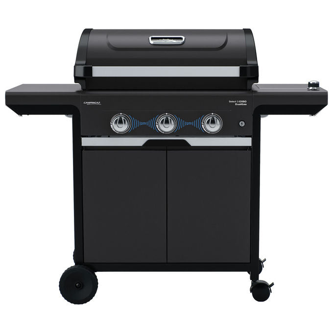 Campingaz barbecue a gas 3 Series Select, 3 bruciatori, GPL e metano, 11300 W, carrello con ruote, nero