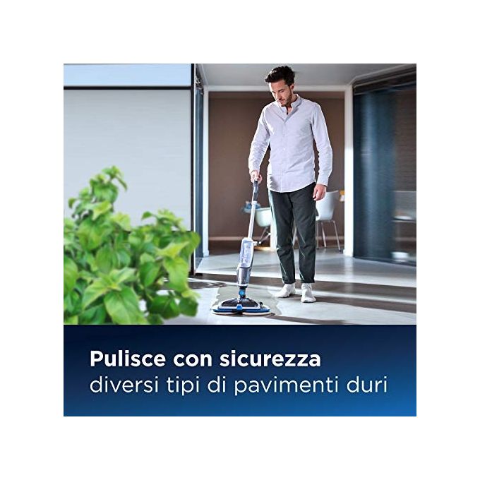 BISSELL 2240N SpinWave Cordless Lavapavimenti Ricaricabile senza Fili Autonomia 20 min Batteria 18 V Pulizia Secco e Bagnato con Panni in Microfibra colore Titanio-Blu