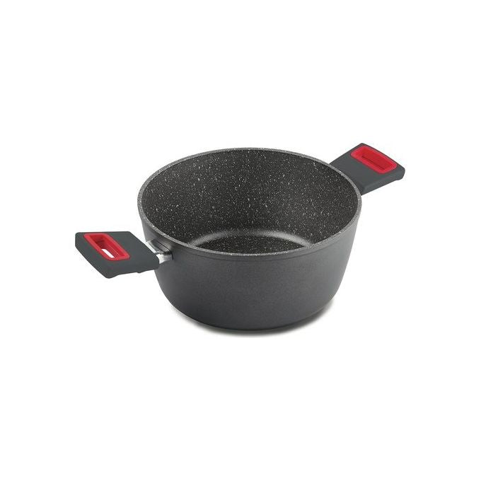 Ghidini 2254N060 LINEA VIVA Casseruola a 2 Manici con Rivestimento Antiaderente Diametro 24 cm colore Grigio e Rosso
