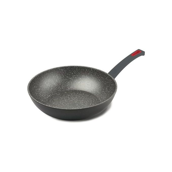 Ghidini Cipriano Viva Padella Wok in Alluminio Antiaderente 28 cm Tutti i Piani Cottura colore Grigio Rosso
