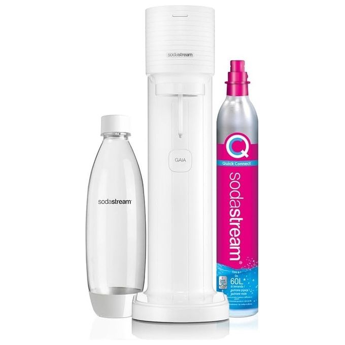 SodaStream 2270276 Gaia Gasatore Acqua Frizzante Bottiglia PET 1L Cilindro CO2 Quick Connect 60L colore Bianco