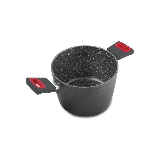 VIVA' LINE 22795N060 Pentola in Alluminio con Rivestimento Antiaderente Stone Look Diametro 22 cm Capacita' 3-4 L Adatta a Tutte le Fonti di Calore Induzione Compresa Lavabile in Lavastoviglie colore Rosso e Grigio