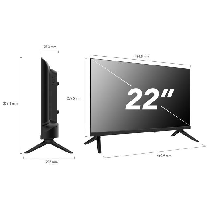Smart Tech 22FN01V TV LED 22'' Full HD Hotel Mode DVB-T2 DVB-S2 Alimentazione 12-220V 2 HDMI 2 USB LAN