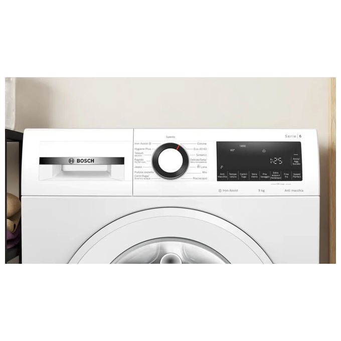 Ragionato per 1m 39sBosch WGG244Z6IT Serie 6 - Lavatrice a carica frontale da libera installazione 9 kg, 1400 rpm, Classe A, Iron Assist, ActiveWater Plus, SpeedPerfect, (84,5x59,8x58,8 cm), Bianco