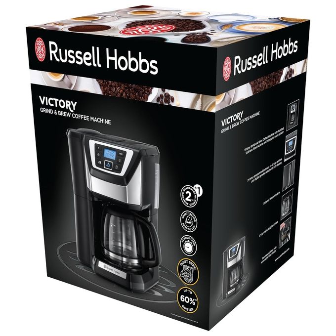 Russell Hobbs 22000-56 Victory Macchina da Caffe' a Filtro con Macinacaffe' 1,5 L 1025 W 12 tazze Programmabile colore Nero