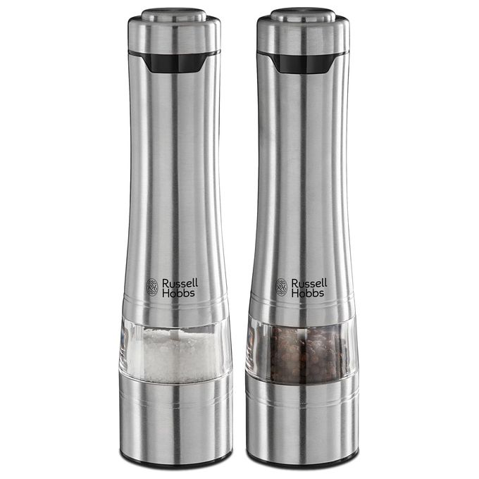 Russell Hobbs 23460-56 Classic Set Macinini Sale e Pepe Elettrici Ceramica Regolabile Luce LED a Batteria colore Acciaio Inossidabile
