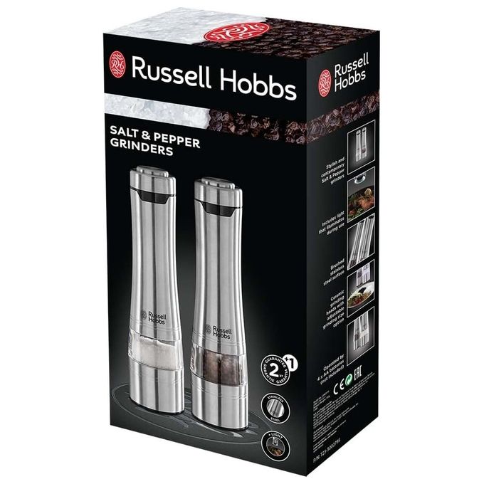 Russell Hobbs 23460-56 Classic Set Macinini Sale e Pepe Elettrici Ceramica Regolabile Luce LED a Batteria colore Acciaio Inossidabile