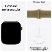Apple MJEQ4QL-A Apple Watch Series 12 GPS Cassa 46 mm in Alluminio con Cinturino Sport colore Bronzo Scuro con Oliva
