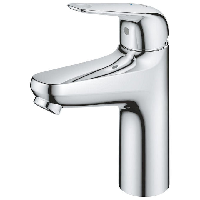 Grohe Swift miscelatore monocomando per lavabo, taglia M, cromo, scarico Push-Open, cartuccia ceramica 28 mm, avvio a freddo