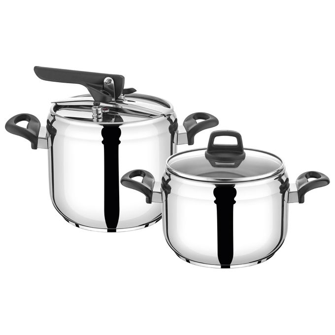 Borella 24370 Vanessa Bis Set 2 Pentole a Pressione Acciaio Inox 5 L e 7 L Induzione colore Acciaio