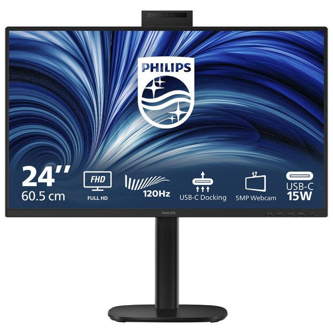 Philips 24B2U3301H Monitor 23,8'' IPS Full HD 120Hz 4ms Webcam 5MP USB-C Hub USB SmartErgoBase colore Nero
