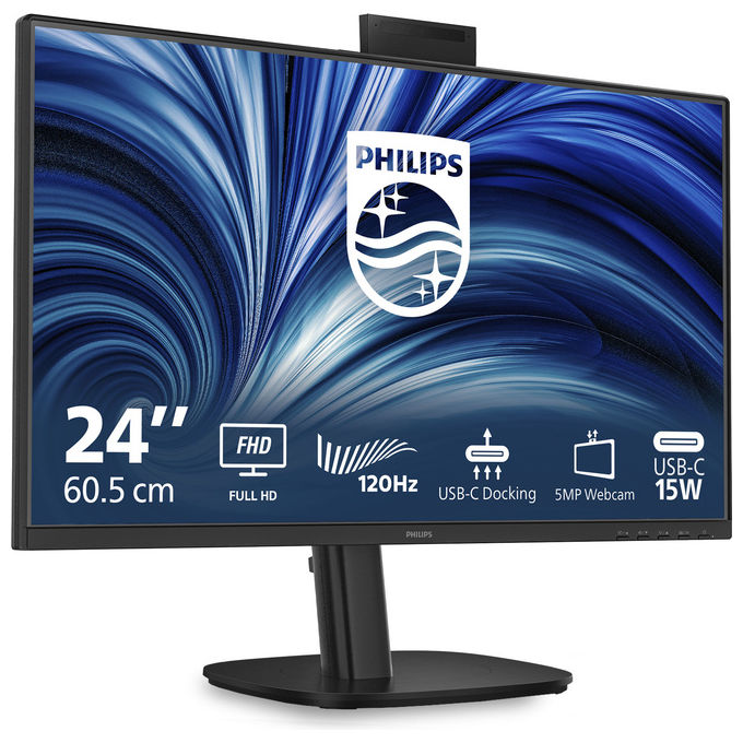 Philips 24B2U3301H Monitor 23,8'' IPS Full HD 120Hz 4ms Webcam 5MP USB-C Hub USB SmartErgoBase colore Nero