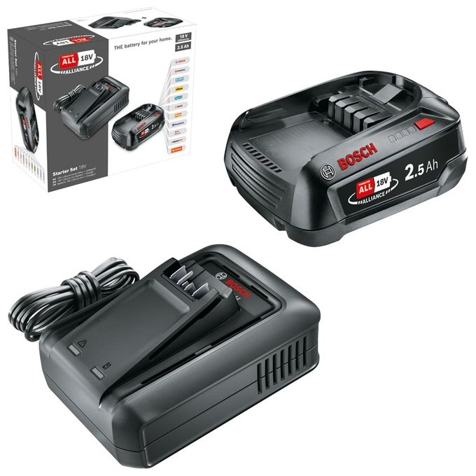 Bosch 1600A031T4 Starter Set Batteria e Caricabatteria Rapido 18V 2,5 Ah POWER FOR ALL Alliance colore Nero