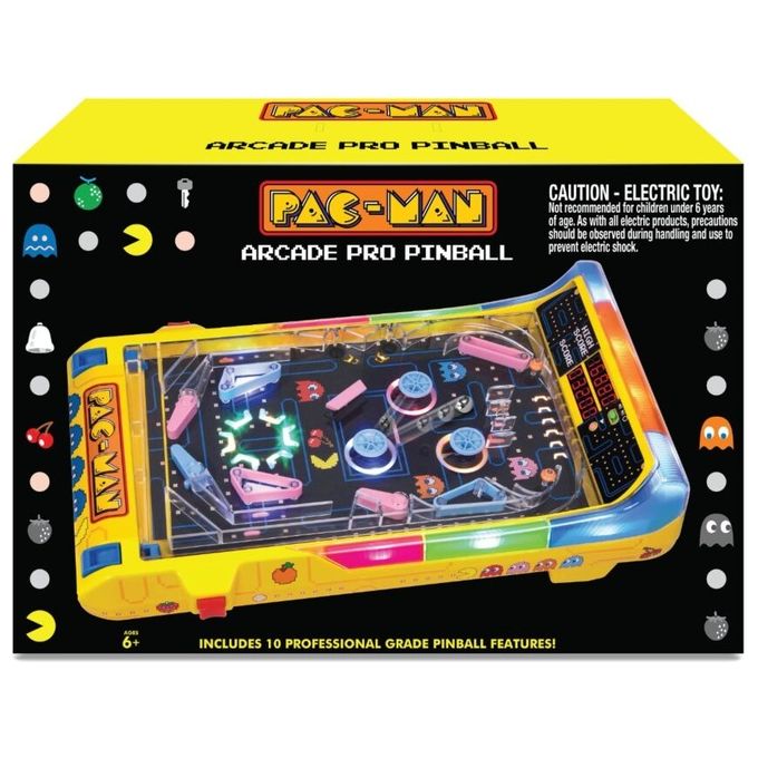 Ambassador 7230080 Pac-Man Arcade Pro Pinball Flipper Elettronico con Doppio Display LED e USB Alimentazione Colore Nero
