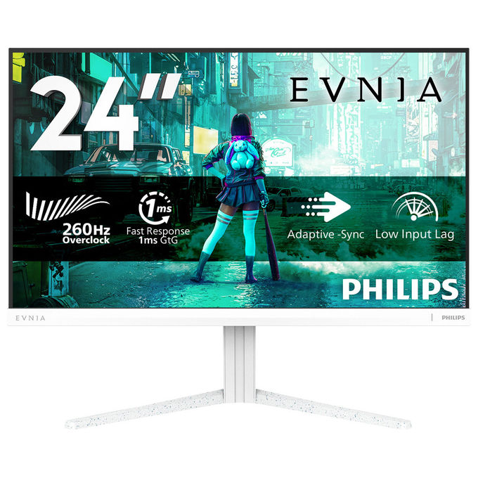 Philips 24M2N3201P Evnia 3000 Monitor Gaming 23,8'' Fast IPS FHD 260Hz 1ms HDR10 Adaptive Sync G-Sync Compatible colore Bianco