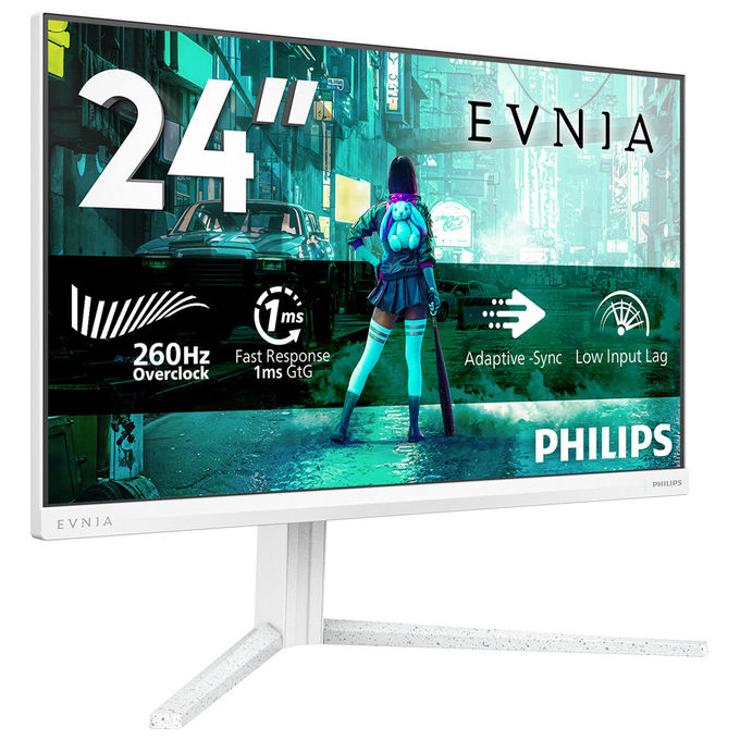 Philips 24M2N3201P Evnia 3000 Monitor Gaming 23,8'' Fast IPS FHD 260Hz 1ms HDR10 Adaptive Sync G-Sync Compatible colore Bianco