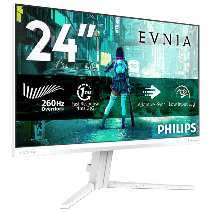 Philips 24M2N3201PL Evnia 3000 Monitor Gaming 23,8'' Fast IPS Full HD 1920x1080 260Hz 1ms Adaptive Sync G-Sync Compatible HDR10 colore Bianco