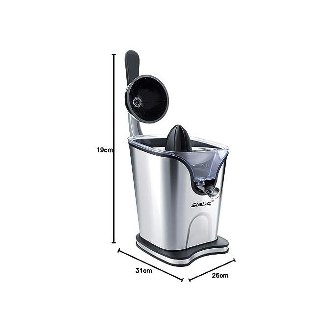 Steba 25-03-00 ZP 3 Spremiagrumi elettrico con leva 100 W 2 coni in acciaio inox avvio automatico colore Nero Acciaio inossidabile