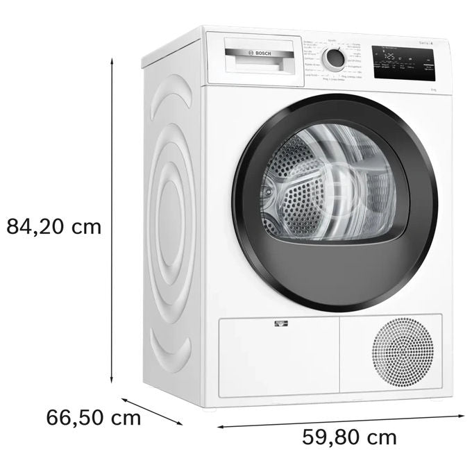 Bosch WTH85298II Serie 4 Asciugatrice Pompa di Calore 8 Kg Classe A++ AutoDry SensitiveDrying 63 dB (84x60x61 cm) colore Bianco