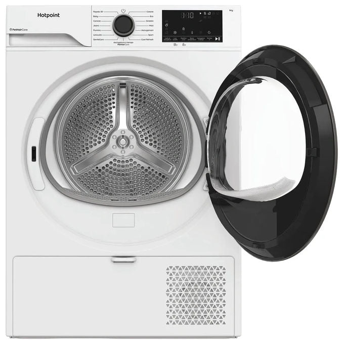 Hotpoint HPT 93D BS IT Délica Asciugatrice Pompa di Calore 9 Kg Classe D EasyIron PetHair Care (84.6x59.8x60.7 cm) colore Bianco