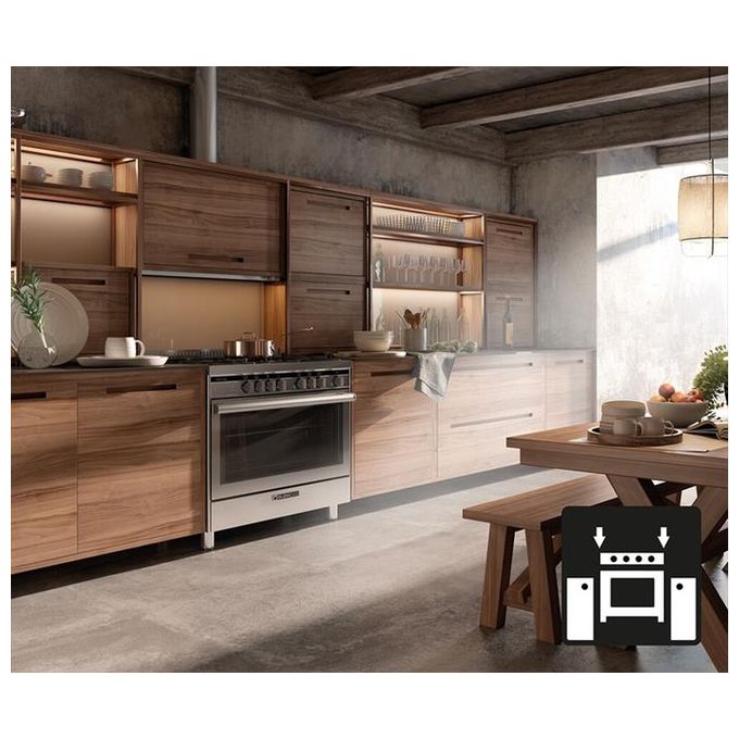 Glem Gas SA66IX Cucina a gas 60x60 cm 4 fuochi forno elettrico ventilato multifunzione 9 programmi 67 L Classe A colore Inox