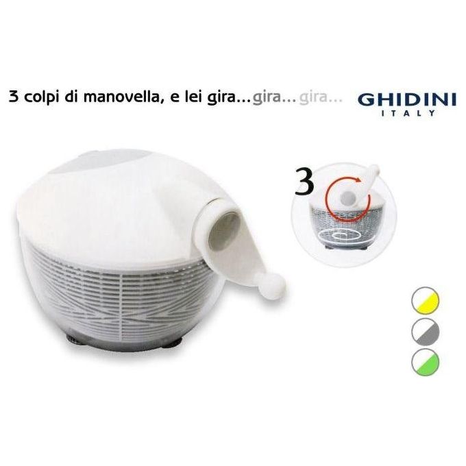 Ghidini 2550B Vortice Centrifuga per Insalata Manuale 26 cm Cestello Removibile Lavastoviglie colore Assortiti