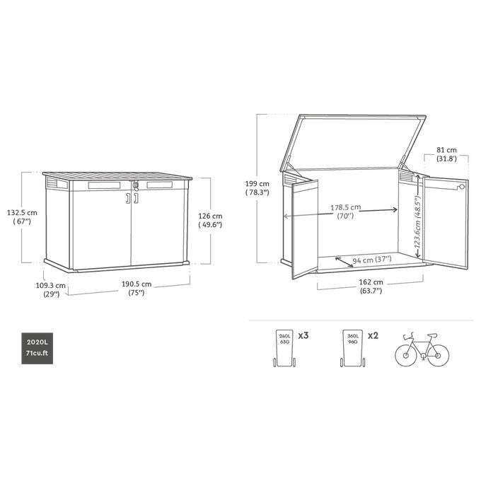 Keter Box Porta Attrezzi Cortina Mega Evotech Grigio
