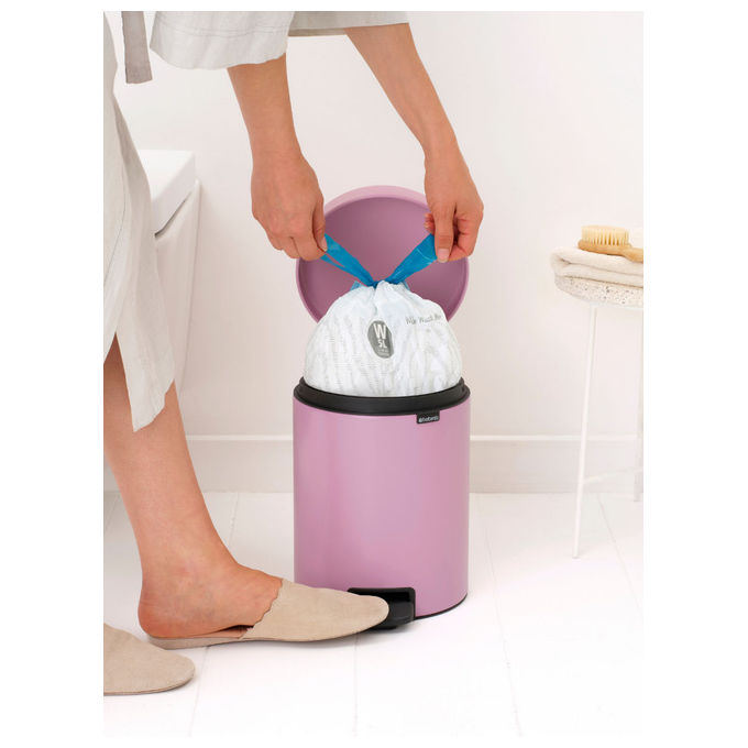 Brabantia NEWICON5L NewIcon Pattumiera a Pedale 5 litri Acciaio con Chiusura Silenziosa e Base Antiscivolo colore Rosa