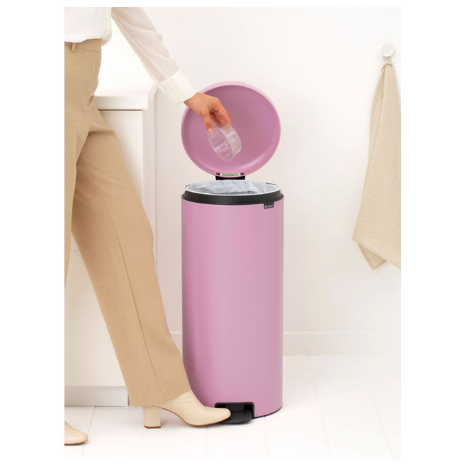 Brabantia 255304 NewIcon Pattumiera a pedale 30 litri Acciaio inossidabile Chiusura ammortizzata Secchio interno rimovibile colore Rosa
