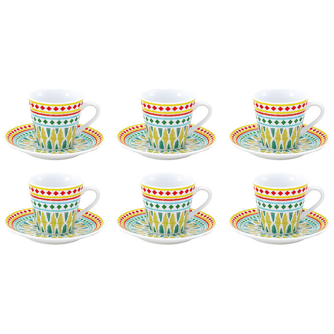 Borella 25552 Grace Set 6 Tazzine Caffe' con Piattino Porcellana