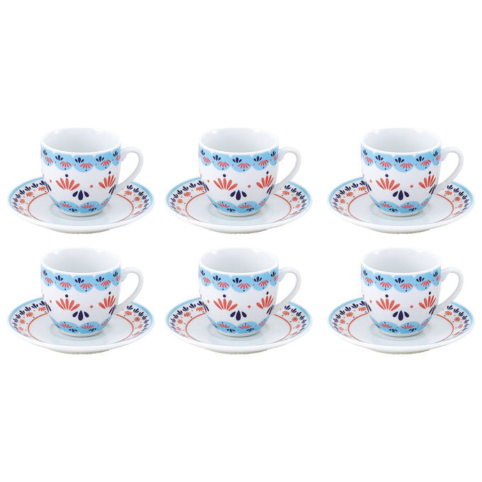 Borella 25555 Grace4 Set 6 Tazzine Caffe' con Piattino Porcellana