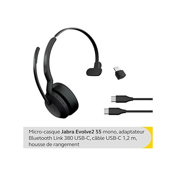 Jabra 25599-899-899 Evolve2 55 Auricolare Wireless A Padiglione Ufficio USB tipo-C Bluetooth Base di Ricarica colore Nero