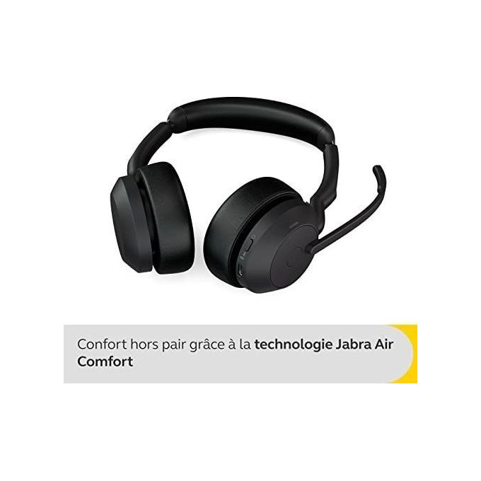 Jabra 25599-989-999 Evolve2 55 Auricolare Wireless Stereo con Bluetooth 5.2 e USB Tipo-C Base di Ricarica inclusa colore Nero