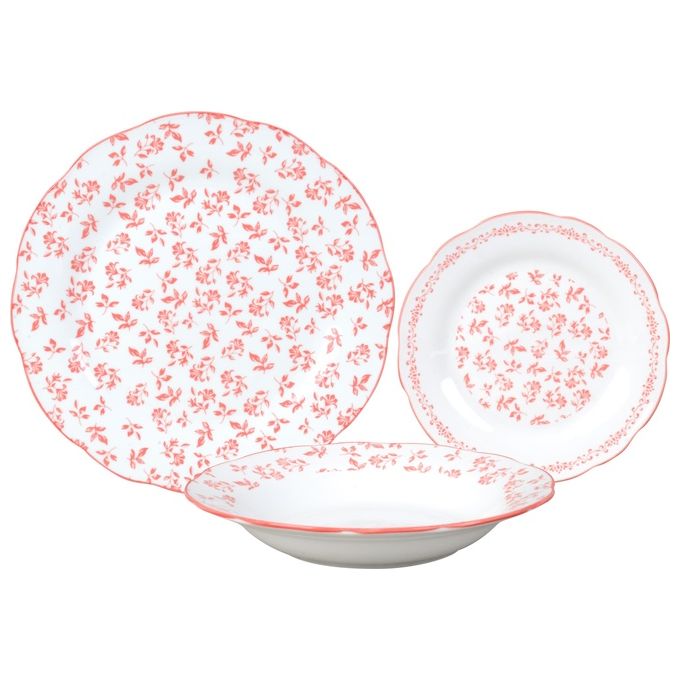 Borella 25669 Rapallo Servizio Piatti 18 Pezzi Porcellana colore Rosa